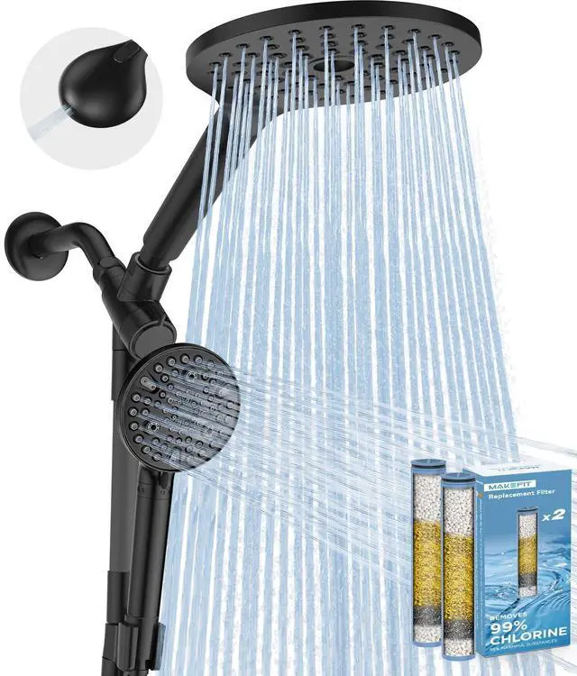 Main image of MakeFit Dual Filtered Rain Shower Head Combo, High Pressure Handheld Shower Head with Adjustable Bar - Rainfall Shower Head And Showerhead with Filter for Hard Water - Removes Chlorine