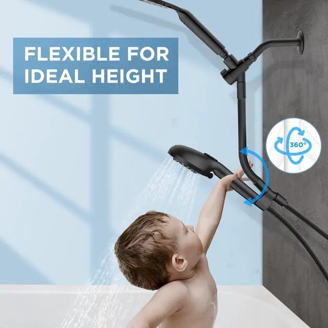 Alt view image 3 of 7 - MakeFit Dual Filtered Rain Shower Head Combo, High Pressure Handheld Shower Head with Adjustable Bar - Rainfall Shower Head And Showerhead with Filter for Hard Water - Removes Chlorine