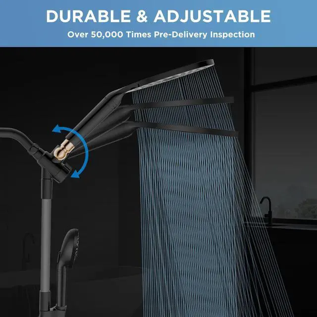 Alt view image 2 of 7 - MakeFit Dual Filtered Rain Shower Head Combo, High Pressure Handheld Shower Head with Adjustable Bar - Rainfall Shower Head And Showerhead with Filter for Hard Water - Removes Chlorine