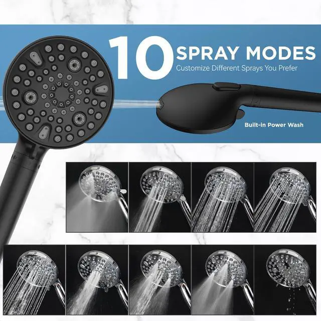 Alt view image 7 of 7 - MakeFit Dual Filtered Rain Shower Head Combo, High Pressure Handheld Shower Head with Adjustable Bar - Rainfall Shower Head And Showerhead with Filter for Hard Water - Removes Chlorine