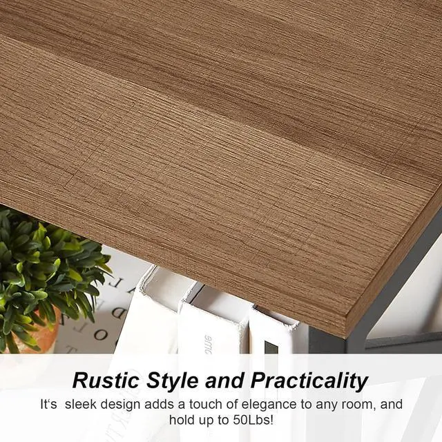 Alt view image 4 of 7 - MNEETRUNG Small Bookshelf,5 Tier Industrial Bookshelf with Metal Frame and Backboard,Narrow Rustic Brown Book Shelf,Book case for Small Spaces,Living Room,Bedroom and Home Office