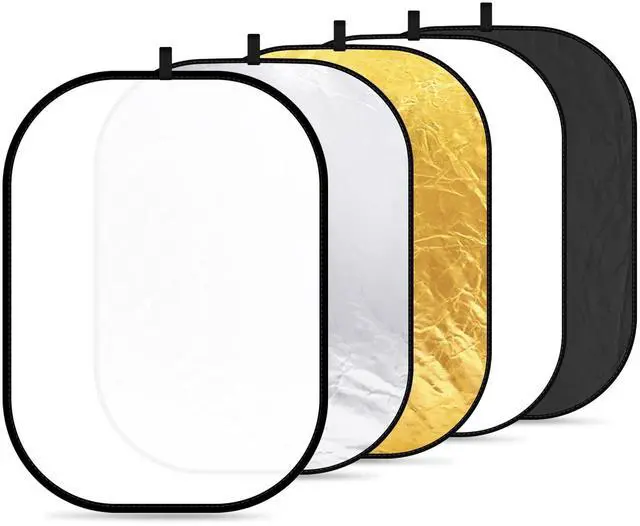 Main image of NEEWER 59"x79"/150x200cm Light Reflectors for Photography, Portable 5 in 1 Collapsible Multi Disc with Bag - Translucent, Silver, Gold, Black, White Diffuser for Studio and Outdoor Lighting