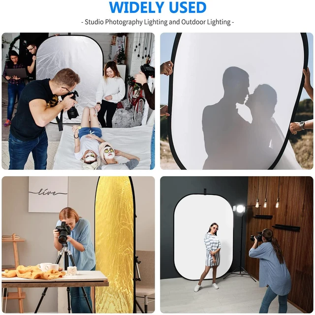 Alt view image 4 of 7 - NEEWER 59"x79"/150x200cm Light Reflectors for Photography, Portable 5 in 1 Collapsible Multi Disc with Bag - Translucent, Silver, Gold, Black, White Diffuser for Studio and Outdoor Lighting