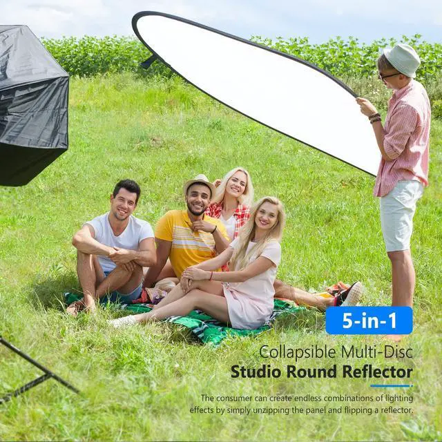 Alt view image 5 of 7 - NEEWER 59"x79"/150x200cm Light Reflectors for Photography, Portable 5 in 1 Collapsible Multi Disc with Bag - Translucent, Silver, Gold, Black, White Diffuser for Studio and Outdoor Lighting