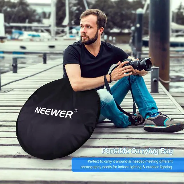 Alt view image 6 of 7 - NEEWER 59"x79"/150x200cm Light Reflectors for Photography, Portable 5 in 1 Collapsible Multi Disc with Bag - Translucent, Silver, Gold, Black, White Diffuser for Studio and Outdoor Lighting