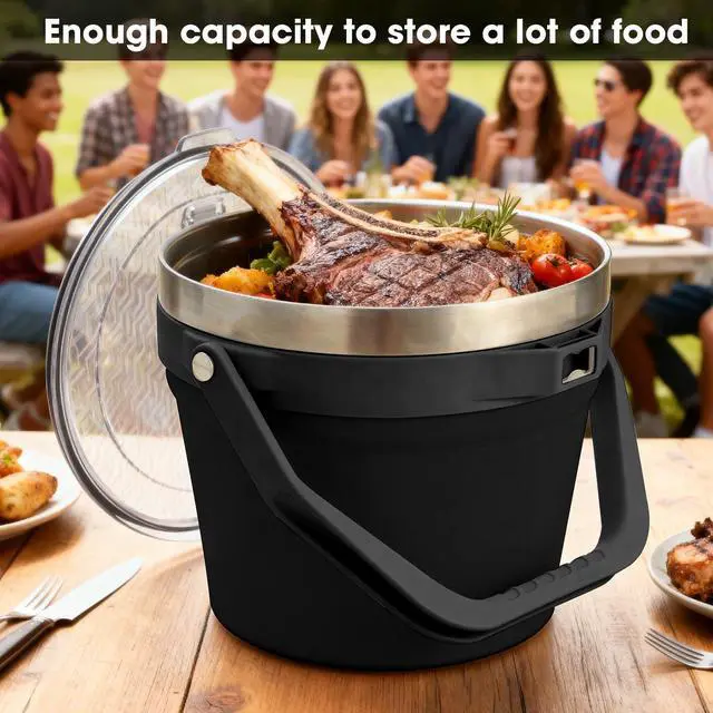 Alt view image 5 of 7 - COKTIK 7L Insulated Ice Bucket with LidDouble Wall Vacuum Stainless Steel Beverage Bucket Keeps Frozen LongerHolds 6 Longnecks or 3 Bottles of Winefor Cocktail, Champagne, Large Parties(Black)