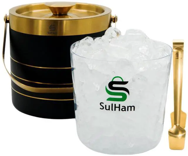 Main image of 3L - Double-walled stainless Steel Ice Bucket with lid, Ice Tong and Inner Bucket for parties, cocktail bars and indoor and outdoor parties