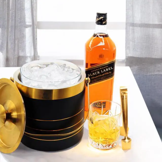 Alt view image 5 of 7 - 3L - Double-walled stainless Steel Ice Bucket with lid, Ice Tong and Inner Bucket for parties, cocktail bars and indoor and outdoor parties