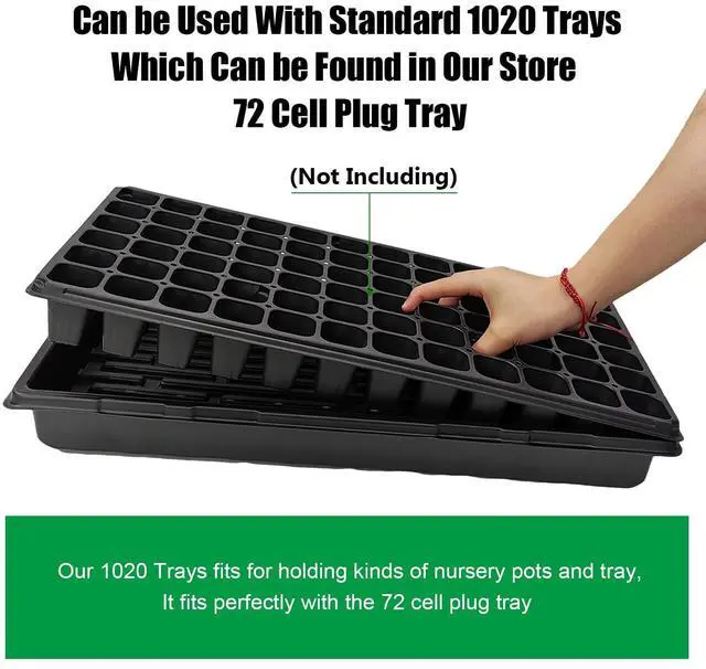 Alt view image 3 of 7 - RooTrimmer 20 Pack 1020 Trays, No Drain Holes, 20" x 10", Extra Thick Heavy Duty Seed Starting Trays -Reusable Propagation Flats for Microgreens, Seedlings, Plant Germination, Fodder and Transplant