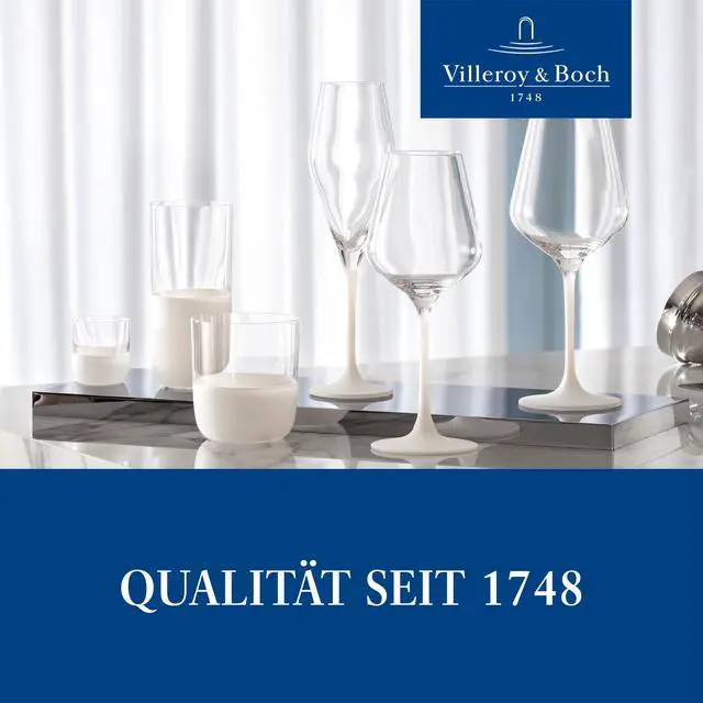Alt view image 7 of 7 - Villeroy & Boch - Manufacture Rock Blanc Champagne Flute Set, 4 pcs. Set of Drinking Glasses for Champagne and Sparkling Wine, 8.75 oz, Crystal Glass, Frosted Matte White Slate Look Base
