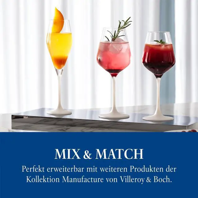 Alt view image 6 of 7 - Villeroy & Boch - Manufacture Rock Blanc Champagne Flute Set, 4 pcs. Set of Drinking Glasses for Champagne and Sparkling Wine, 8.75 oz, Crystal Glass, Frosted Matte White Slate Look Base
