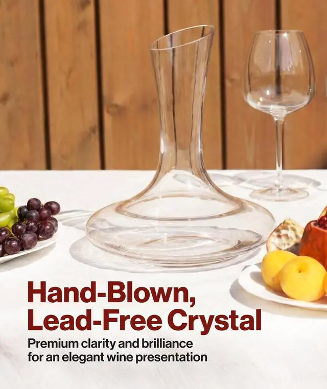 Alt view image 3 of 7 - Le Chateau Crystal Wine Decanter with Built-in Aerator 750ml Giftable Hand Blown Glass Carafe, Enhances Aroma & Flavor with Elegant Design - Red Wine Accessories for Wine Lovers