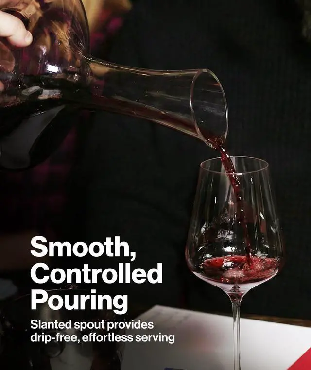 Alt view image 4 of 7 - Le Chateau Crystal Wine Decanter with Built-in Aerator 750ml Giftable Hand Blown Glass Carafe, Enhances Aroma & Flavor with Elegant Design - Red Wine Accessories for Wine Lovers