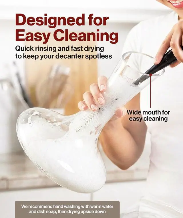 Alt view image 6 of 7 - Le Chateau Crystal Wine Decanter with Built-in Aerator 750ml Giftable Hand Blown Glass Carafe, Enhances Aroma & Flavor with Elegant Design - Red Wine Accessories for Wine Lovers