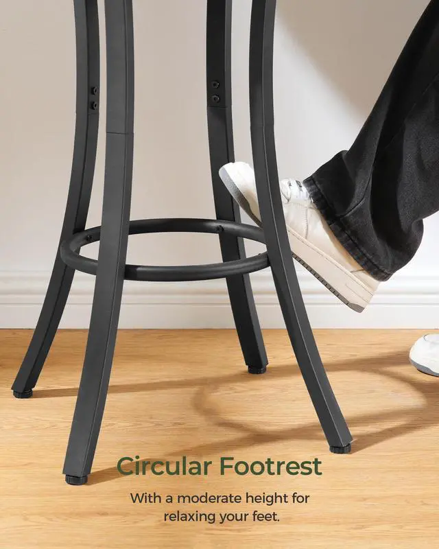 Alt view image 5 of 7 - CHOEZON Round Bar Table, 2-Tier High Top & Counter Height Dining Table, for Bistro, Pub, Kitchen, Living Room, Rustic Brown and Black TBT03BF