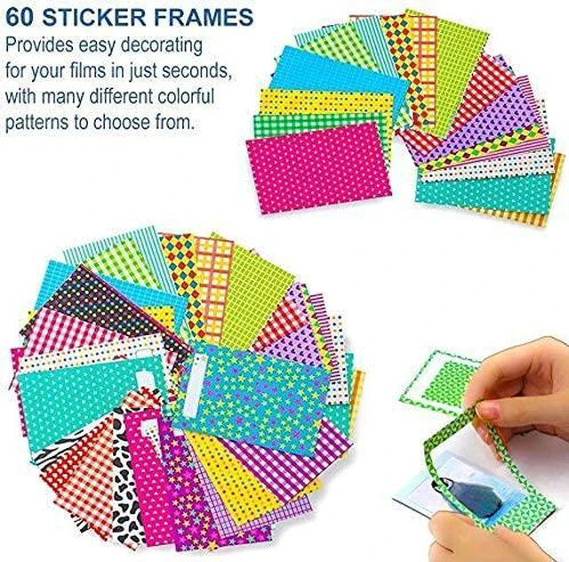 Alt view image 4 of 5 - Instax Mini Instant Film (2 Pack, 40 Sheets) 5 Plastic Desk Frames + 60 Sticker Frames + 2 Packs Corner Stickers