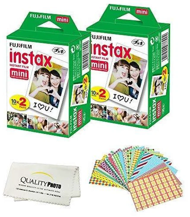 Main image of Instax Mini Instant Film Compatible with Instax Mini 8/9/11/12 Cameras Includes Frame Stickers and Quality Photo Microfiber Cloth (40 Prints)