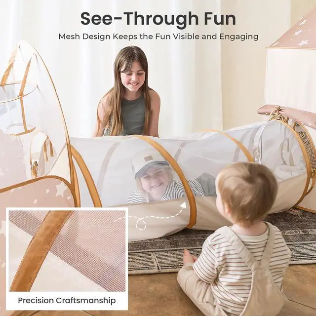 Alt view image 3 of 6 - Tiny Land Kids Play Tent with Tunnel, Pop Up Play Tent with Ball Pits for Toddlers, Baby Tent with Carry Bag, Toddler Tents Indoor