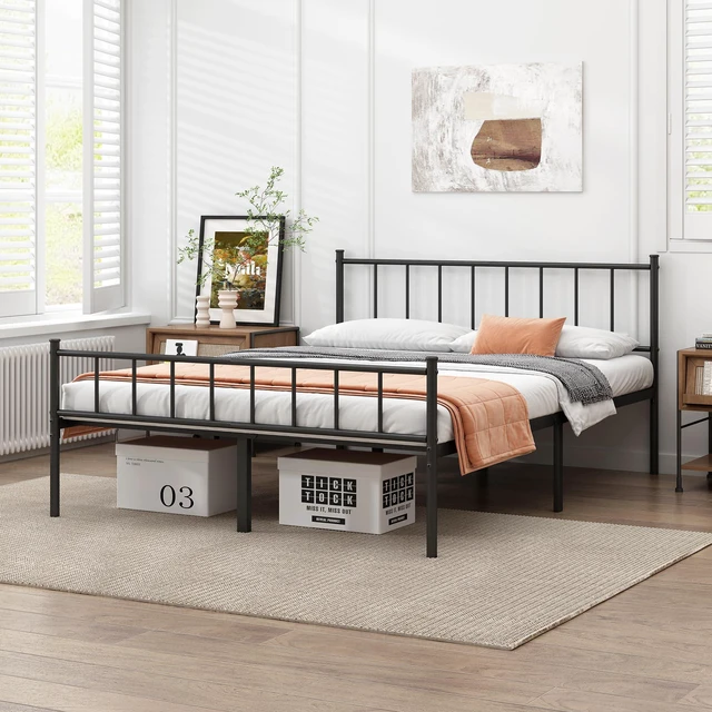 Alt view image 2 of 7 - King Metal Bed Frame,Steel Slat Support,Noise Free,Easy Assembly | King Size Bed,Mattress Foundation,Underbed Storage,No Box Spring Needed