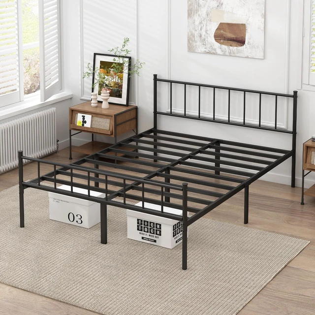 Alt view image 5 of 7 - King Metal Bed Frame,Steel Slat Support,Noise Free,Easy Assembly | King Size Bed,Mattress Foundation,Underbed Storage,No Box Spring Needed