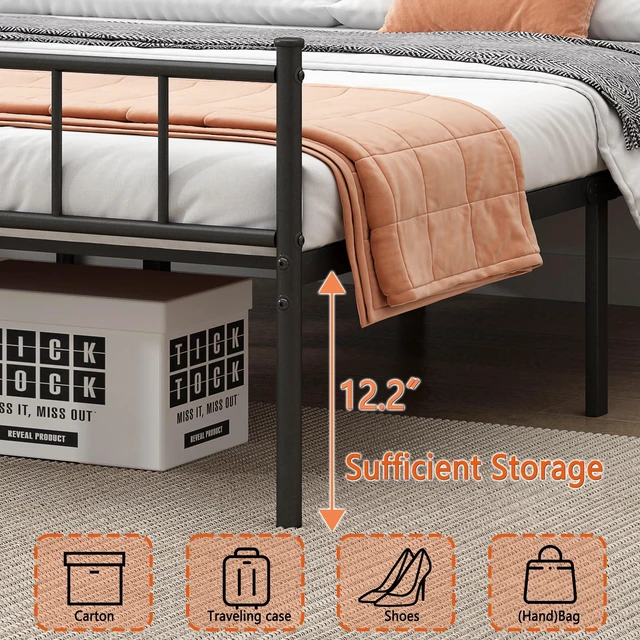 Alt view image 6 of 7 - King Metal Bed Frame,Steel Slat Support,Noise Free,Easy Assembly | King Size Bed,Mattress Foundation,Underbed Storage,No Box Spring Needed