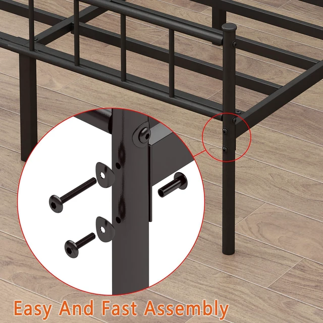 Alt view image 7 of 7 - King Metal Bed Frame,Steel Slat Support,Noise Free,Easy Assembly | King Size Bed,Mattress Foundation,Underbed Storage,No Box Spring Needed