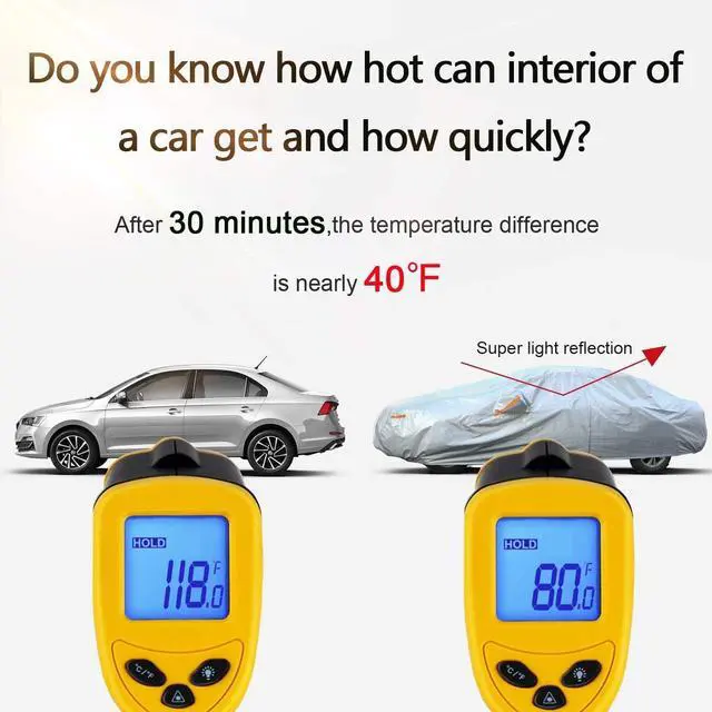 Alt view image 5 of 6 - SEAZEN Car Cover 6 Layers, Waterproof Sedan Car Cover with Zipper Door, Snowproof/UV Protection/Windproof, Universal Car Covers Breathable Fabric with Cotton (185" to 200")