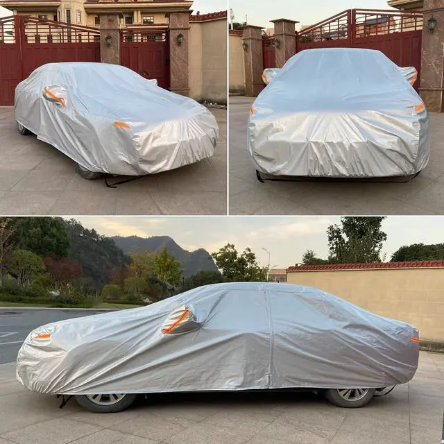 Alt view image 6 of 6 - SEAZEN Car Cover 6 Layers, Waterproof Sedan Car Cover with Zipper Door, Snowproof/UV Protection/Windproof, Universal Car Covers Breathable Fabric with Cotton (185" to 200")