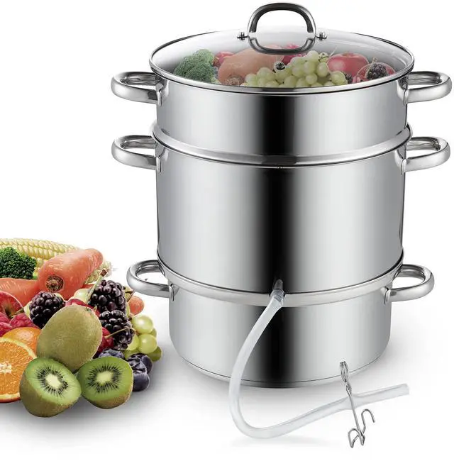 Main image of Cooks Standard Canning Juice Steamer Extractor Fruit Vegetables for Making Jelly, Sauces, 11-Quart Stainless Steel Multipot with Glass Lid, Clamp, 2-Pcs Hose