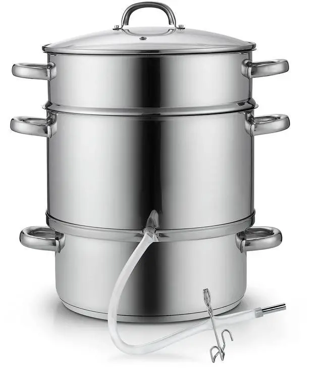 Alt view image 4 of 7 - Cooks Standard Canning Juice Steamer Extractor Fruit Vegetables for Making Jelly, Sauces, 11-Quart Stainless Steel Multipot with Glass Lid, Clamp, 2-Pcs Hose