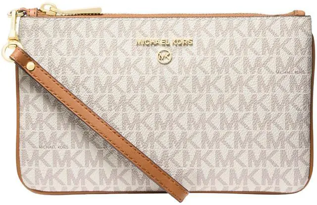 Main image of Michael Kors Jet Set Charm Medium Top-Zip Wristlet, Gold-Tone Hardware/Vanilla/Acorn