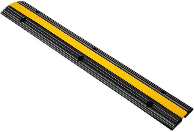 Alt view image 2 of 7 - 4 Pack of 1-Channel Rubber Cable Protector Ramps Heavy Duty 22046Lbs Load Capacity Cable Wire Cord Cover Ramp Speed Bump Driveway Hose Cable Ramp Protective Cover