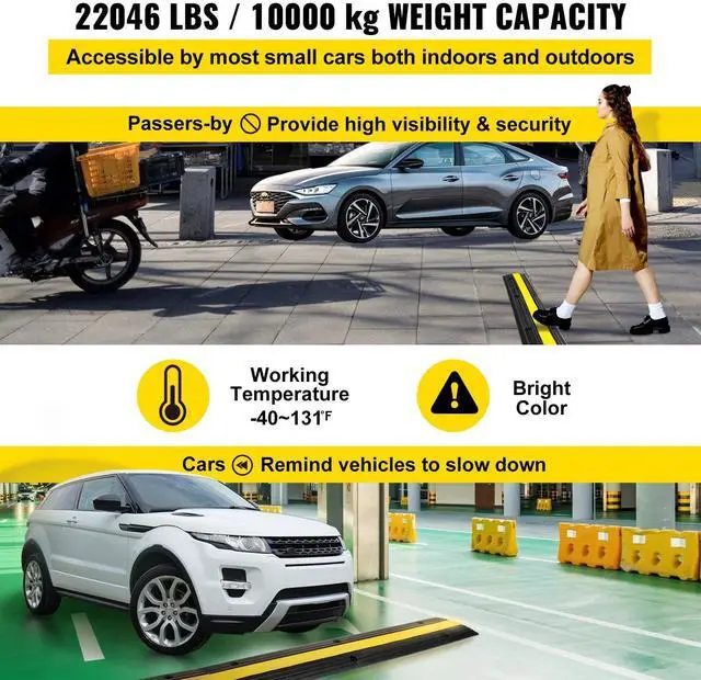 Alt view image 3 of 7 - 4 Pack of 1-Channel Rubber Cable Protector Ramps Heavy Duty 22046Lbs Load Capacity Cable Wire Cord Cover Ramp Speed Bump Driveway Hose Cable Ramp Protective Cover