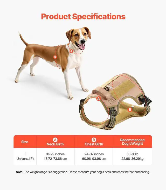 Alt view image 7 of 7 - Dog Harness for Large Dogs No Pull Tactical Dog Harness Adjustable Pet Vest