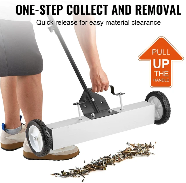 Alt view image 7 of 7 - 50Lbs Rolling Magnetic Sweeper with Wheels, Push-Type Magnetic Pick Up Sweeper, 24-inch Large Magnet Pickup Lawn Sweeper with Telescoping Handle, Easy Cleanup of Workshop Garage Yard