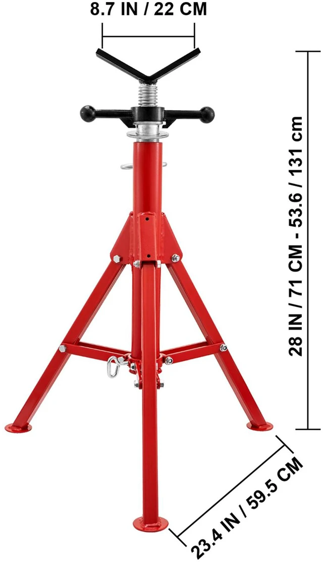 Alt view image 4 of 7 - V Head Pipe Stand 1/8"-12" Capacity,Adjustable Height 28"-52,Pipe Jack Stands 2500 lb. Load Capacity,Portable Folding Pipe Stands, Carbon Steel Body More Durable