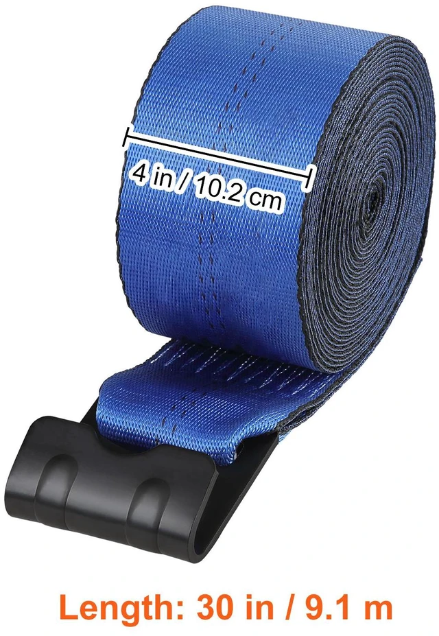 Alt view image 6 of 7 - Winch Straps, 4" x 30', 6000 lbs Load Capacity, 18000 lbs Breaking Strength, Truck Straps with Flat Hook, Flatbed Tie Downs Cargo Control for Trailers, Farms, Rescues, Tree Saver, Blue (10 Pack)