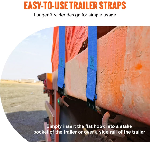 Alt view image 7 of 7 - Winch Straps, 4" x 30', 6000 lbs Load Capacity, 18000 lbs Breaking Strength, Truck Straps with Flat Hook, Flatbed Tie Downs Cargo Control for Trailers, Farms, Rescues, Tree Saver, Blue (10 Pack)