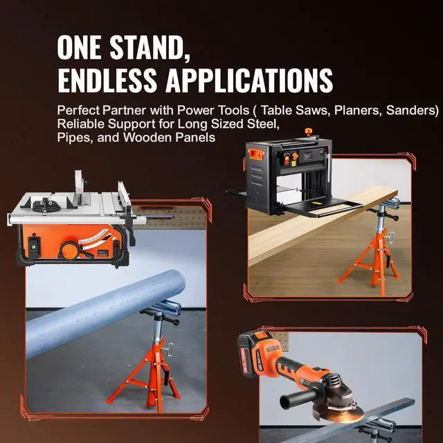 Alt view image 6 of 7 - Roller Stand 2500 LBS Load 27.6"-52" Height Adjustable 45# Steel Foldable