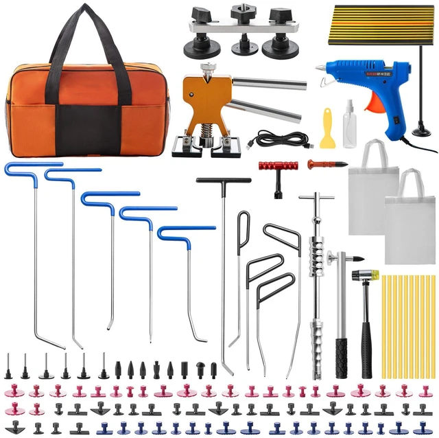 Main image of Paintless Dent Removal Rods, 89 PCS Paintless Dent Repair Tools, Golden Lifter Puller Car Dent Repair Kit, Glue Puller Tabs Dent Puller Kit for Auto Dent Removal, Minor Dents, Door Dings