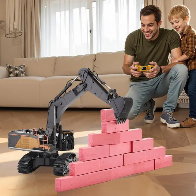Alt view image 7 of 7 - Remote Control Excavator Toy 15 Channel 1:14 Scale RC Excavator Digger for Kids