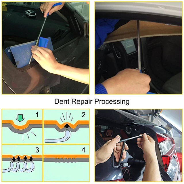 Alt view image 6 of 7 - Paintless Dent Removal Rods, 89 PCS Paintless Dent Repair Tools, Golden Lifter Puller Car Dent Repair Kit, Glue Puller Tabs Dent Puller Kit for Auto Dent Removal, Minor Dents, Door Dings