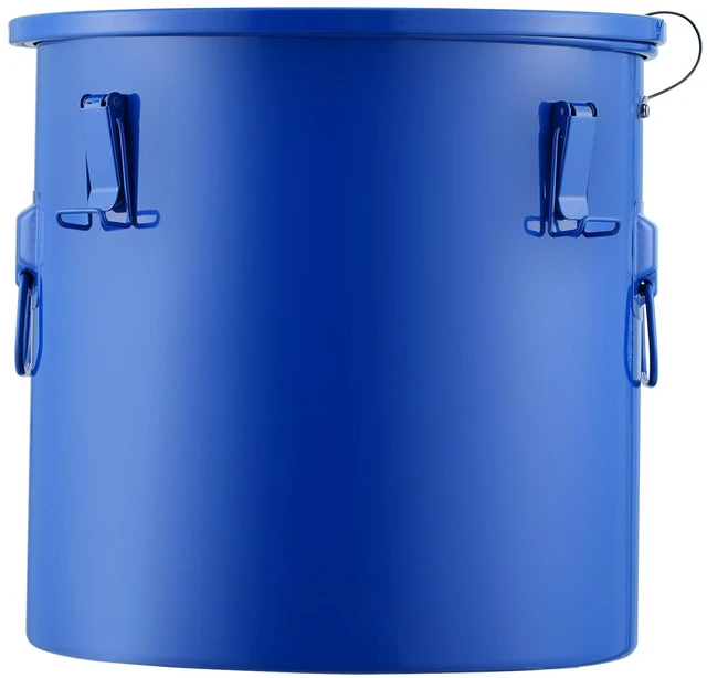Alt view image 5 of 7 - Fryer Grease Bucket, 10 Gal Oil Disposal Caddy Carbon Steel Fryer Oil Bucket with Rust-Proof Coating, Oil Transport Container with Lid, Lock Clips, Filter Bag for Hot Cooking Oil Filtering, Blue