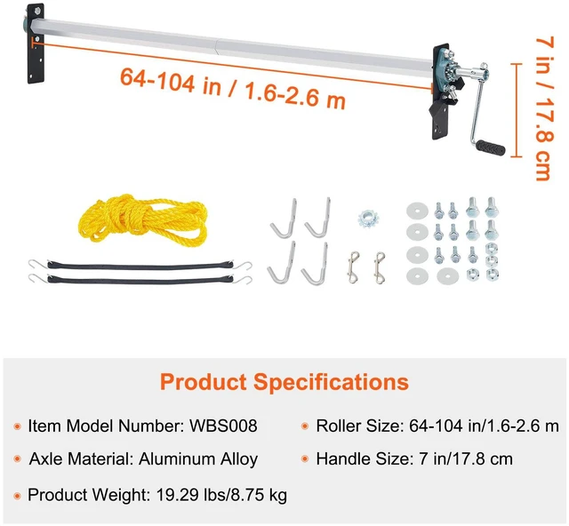 Alt view image 7 of 7 - Hand Crank Tarp Roller Kit, 64" to 104" Wide, Aluminum Alloy, Manual Cab Level Dump Truck Tarp Roller with 7" Sponge-Wrapped Handle, Perfect for Dump Trucks, Trailers, Trash Haulers (No Tarp)