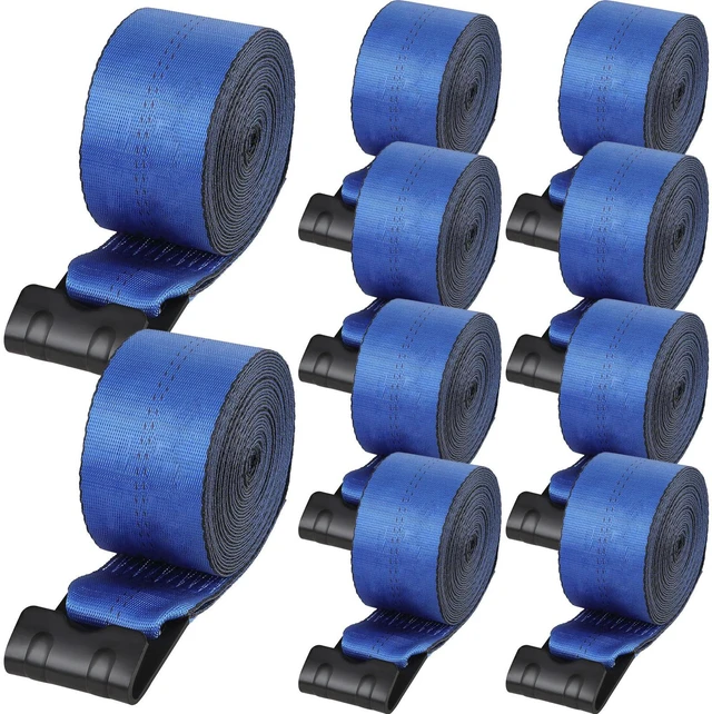Alt view image 2 of 7 - Winch Straps, 4" x 30', 6000 lbs Load Capacity, 18000 lbs Breaking Strength, Truck Straps with Flat Hook, Flatbed Tie Downs Cargo Control for Trailers, Farms, Rescues, Tree Saver, Blue (10 Pack)