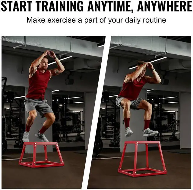 Alt view image 2 of 7 - Plyometric Jump Box, 12 Inch Plyo Box, Steel Plyometric Platform and Jumping Agility Box, Anti-Slip Fitness Exercise Step Up Box for Home Gym Training, Conditioning Strength Training, Red