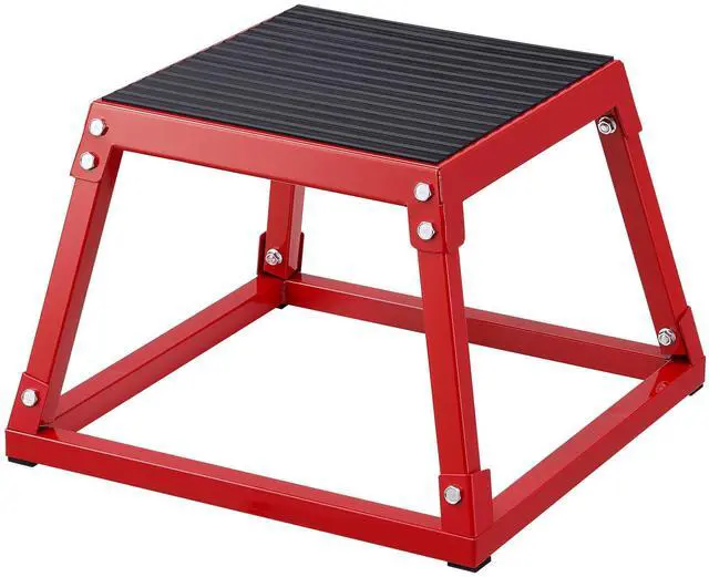 Alt view image 3 of 7 - Plyometric Jump Box, 12 Inch Plyo Box, Steel Plyometric Platform and Jumping Agility Box, Anti-Slip Fitness Exercise Step Up Box for Home Gym Training, Conditioning Strength Training, Red