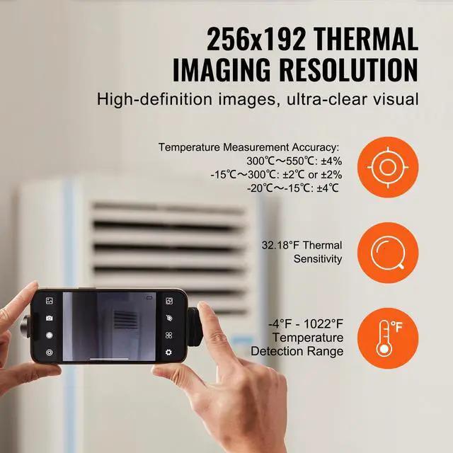 Alt view image 2 of 7 - Thermal Imaging Camera for Android & IOS, 256 x 192 IR High Resolution, Wireless Infrared Thermal Imager with WiFi & Visual Camera, 25Hz Refresh Rate Thermal Camera for Smartphone, -4°F-1022°F