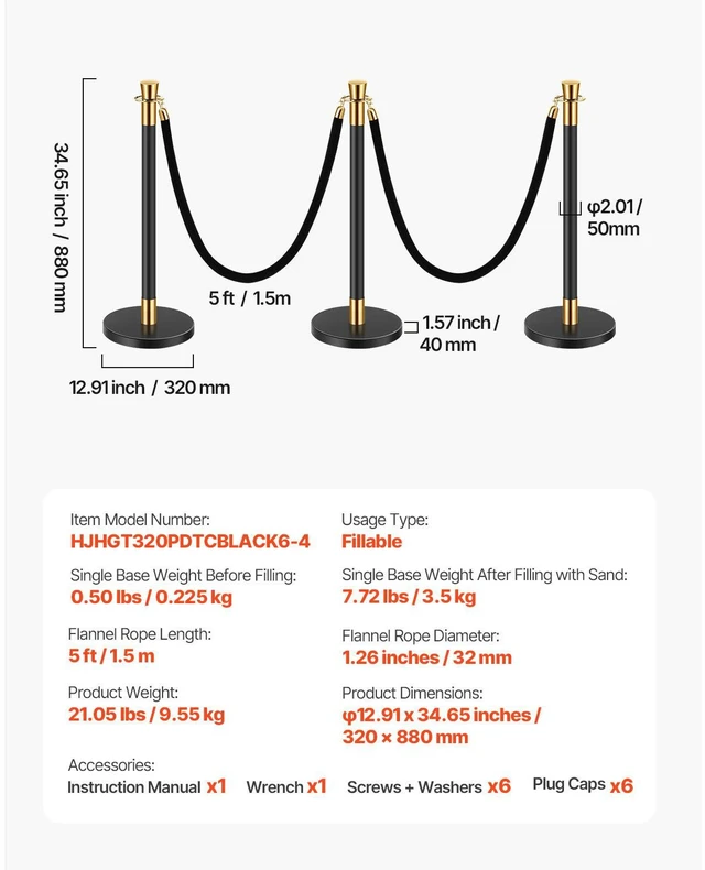 Alt view image 5 of 7 - Stanchions and Velvet Ropes, 6 Pcs Crowd Control Barriers with 4 Black Velvet Ropes, Stainless Steel Stanchion Post Queue with Sand Injection Hollow Base for Theater, Wedding, Party Supplies