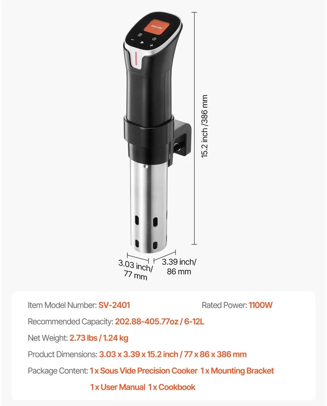 Alt view image 5 of 7 - Sous Vide Precision Cooker, 1100W Sous-Vide Cooking Machine, WIFI Immersion Circulator with 10 Preset Recipes, LCD Touchscreen, Fast-Heating, Accurate Temperature & Timer, App Control